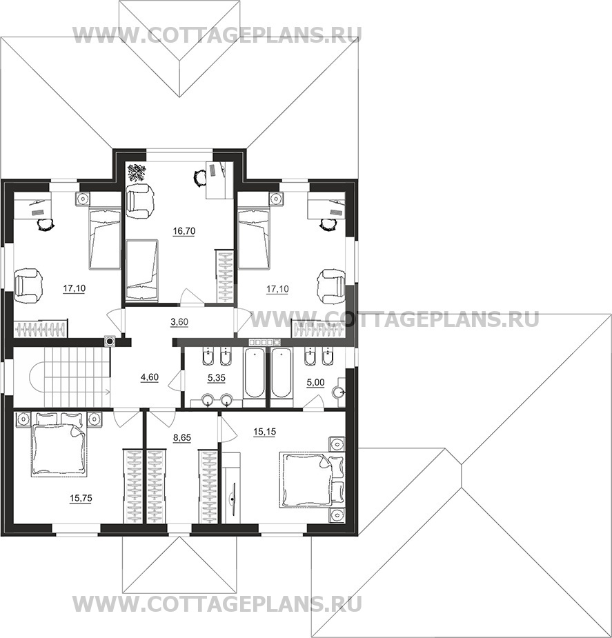 Поэтажные планы проект дома 29-77 общ. площадь 274,20 м2