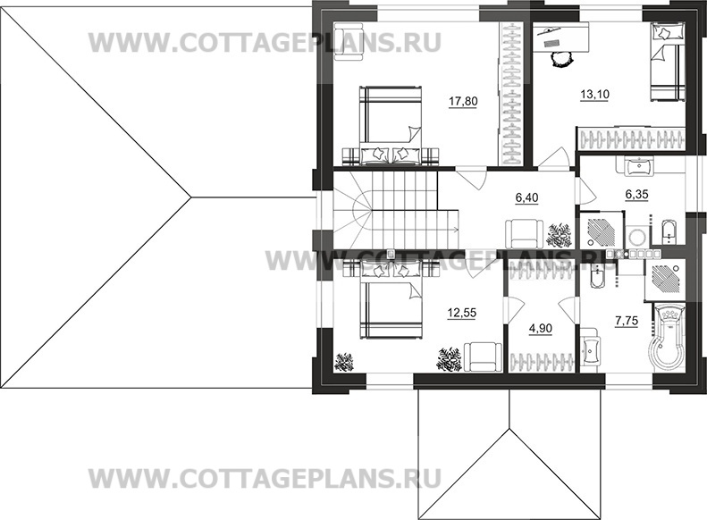 Поэтажные планы проект дома 106-54 общ. площадь 190,35м2