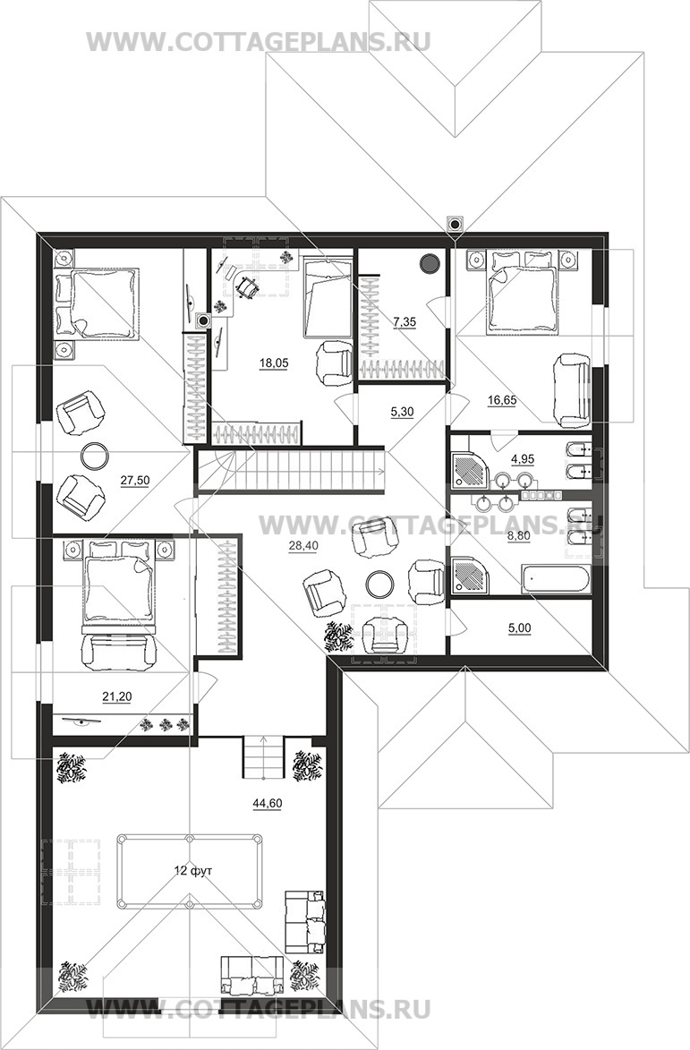 Поэтажные планы проект дома 75-61 общ. площадь 379,50 м2