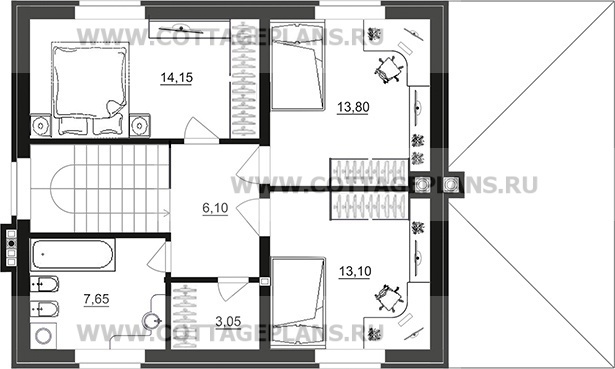 Поэтажные планы проект дома 75-32 общ. площадь 117,90 м2