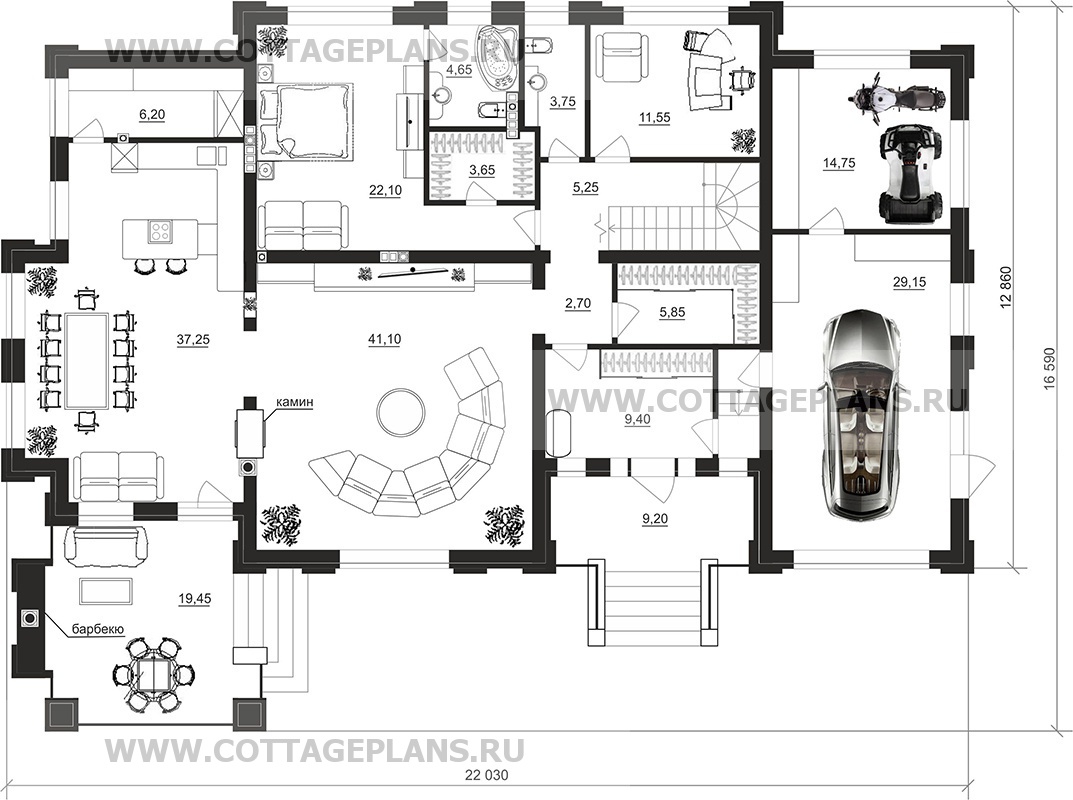 Поэтажные планы проект дома 203-61 общ. площадь 492,95 м2