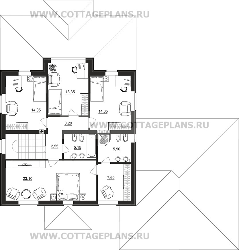 Поэтажные планы проект дома 29-76 общ. площадь 233,05 м2