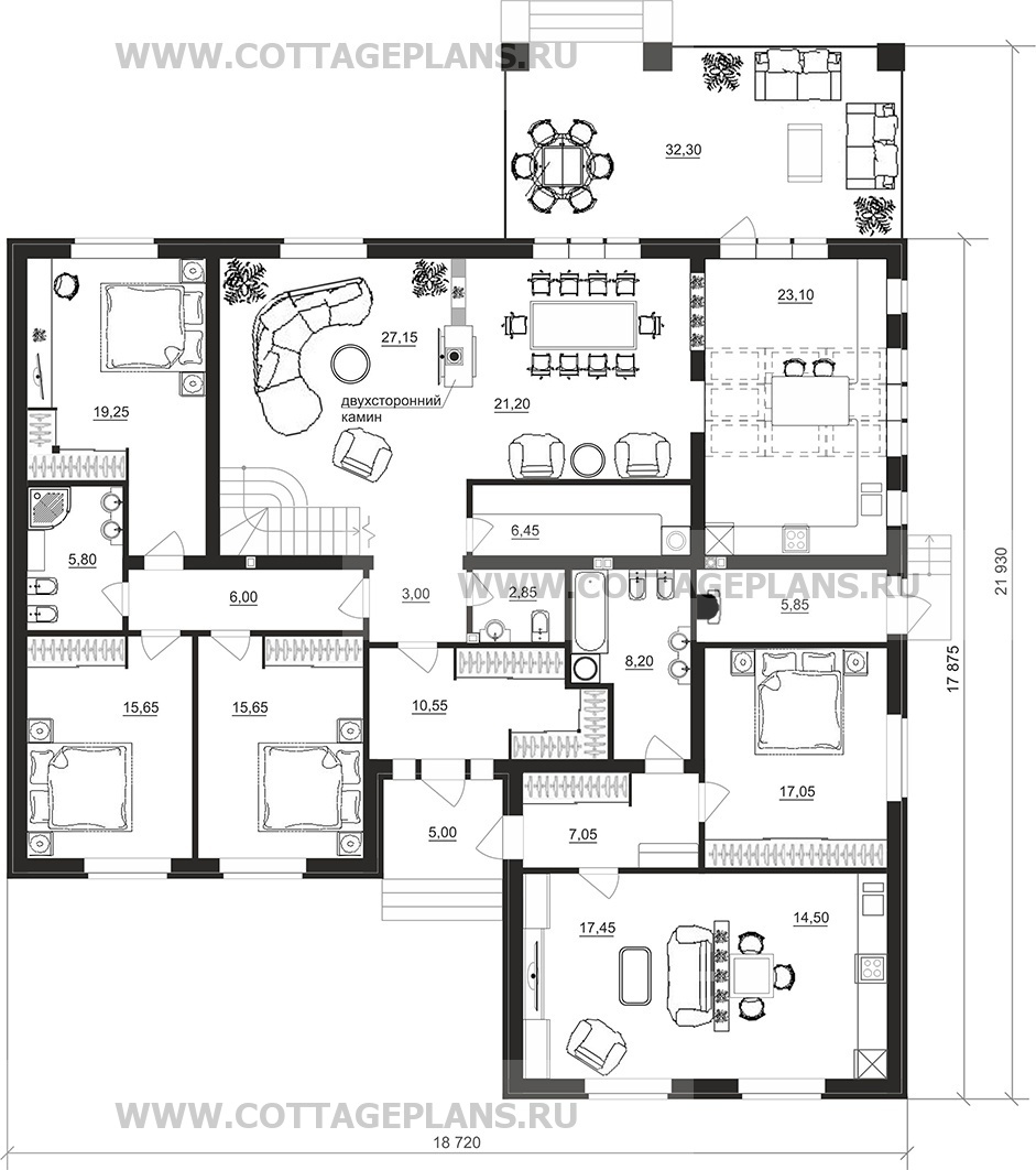 Поэтажные планы проект дома 100-70 общ. площадь 325,95 м2