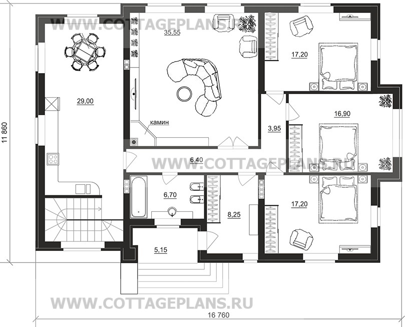 Поэтажные планы проект дома 91-53 общ. площадь 281,55 м2