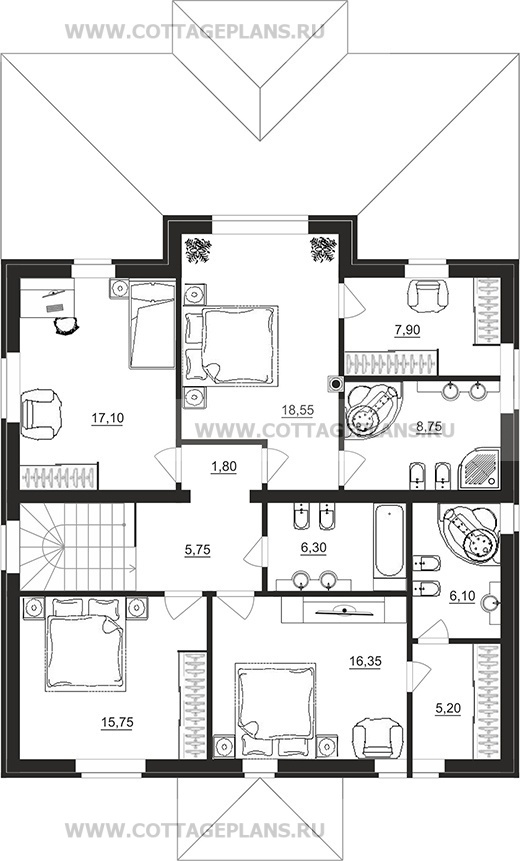 Поэтажные планы проект дома 92-58 общ. площадь 216,25 м2