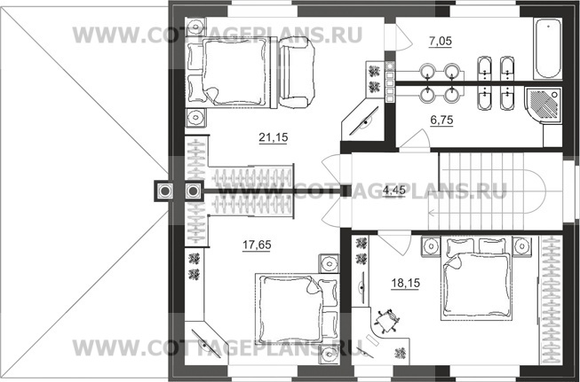 Поэтажные планы проект дома 92-24 общ. площадь 151,40м2