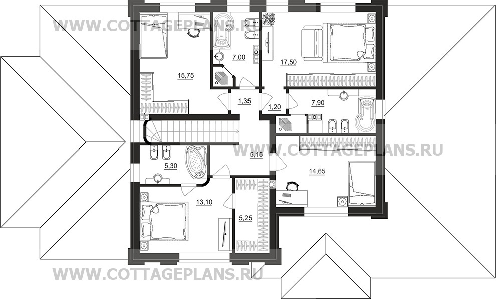 Поэтажные планы проект дома 206-00 общ. площадь 239,00 м2