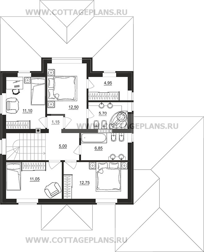 Поэтажные планы проект дома 92-59 общ. площадь 171,30 м2