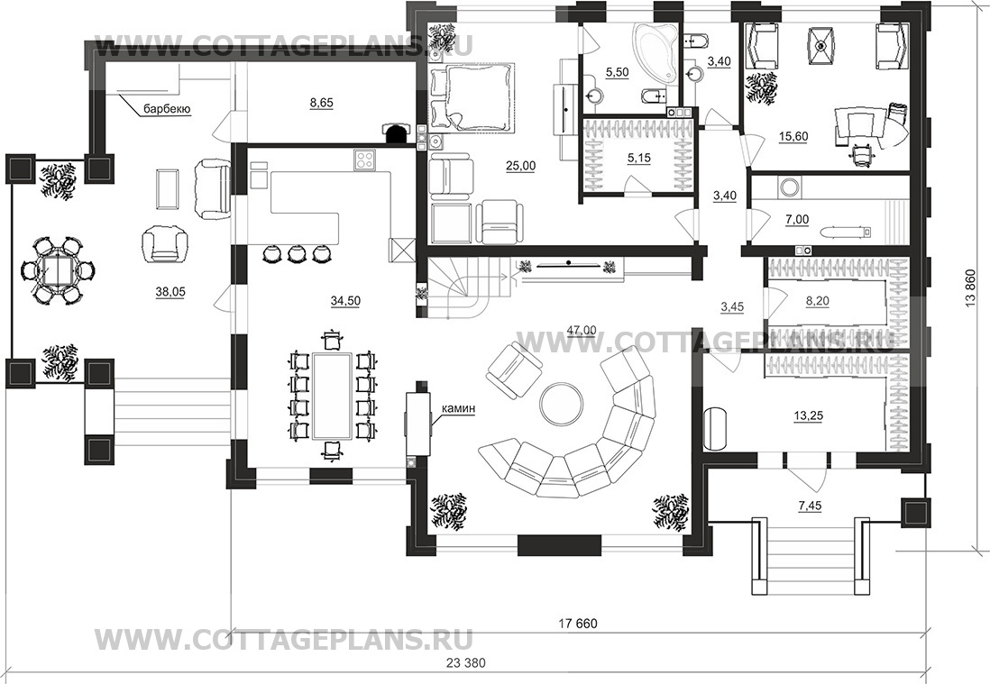 Поэтажные планы проект дома 202-32 общ. площадь 295 м2
