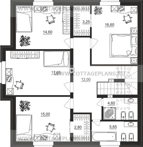 Поэтажные планы проект дома 14-59 общ. площадь 242,95 м2