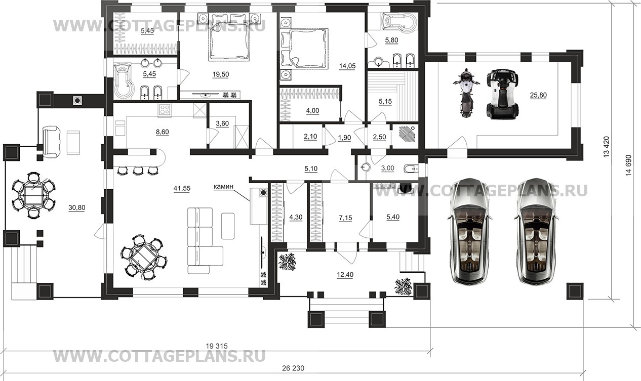 Поэтажные планы проект дома 07-69 общ. площадь 170,25 м2