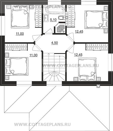 Поэтажные планы проект дома 204-76 общ. площадь 110,45 м2