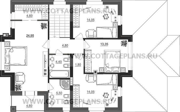 Поэтажные планы проект дома 200-48 общ. площадь 179,40 м2