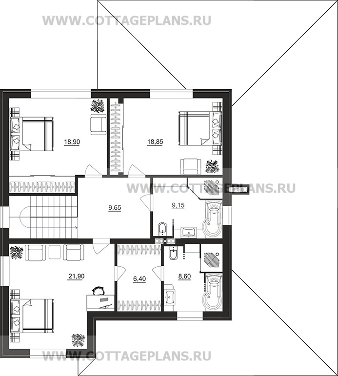 Поэтажные планы проект дома 106-91 общ. площадь 231,35 м2