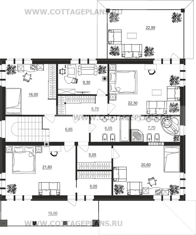 Поэтажные планы проект дома 29-22 общ. площадь 267,65 м2