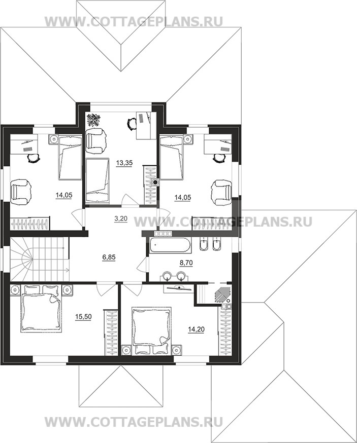 Поэтажные планы проект дома 92-73 общ. площадь 209,10 м2
