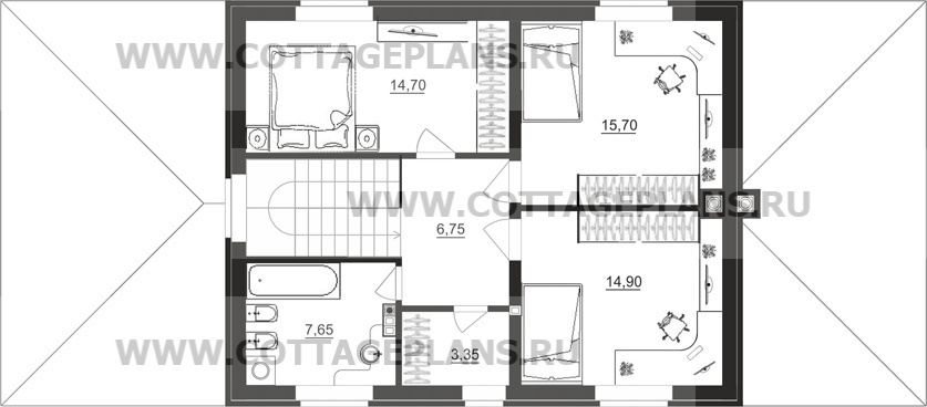 Поэтажные планы проект дома 92-44 общ. площадь 151,45 м2