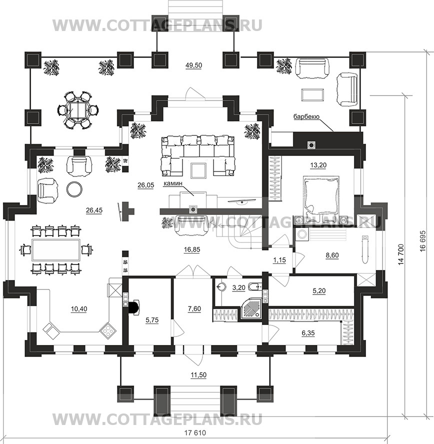Поэтажные планы проект дома 102-11 общ. площадь 270,00 м2