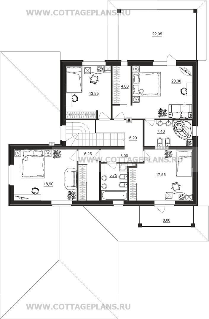 Поэтажные планы проект дома 29-05 общ. площадь 244,50 м2