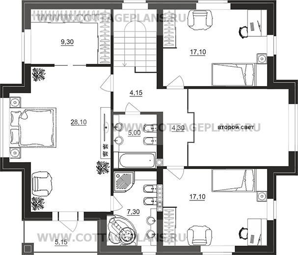 Поэтажные планы проект дома 76-59 общ. площадь 284,90 м2
