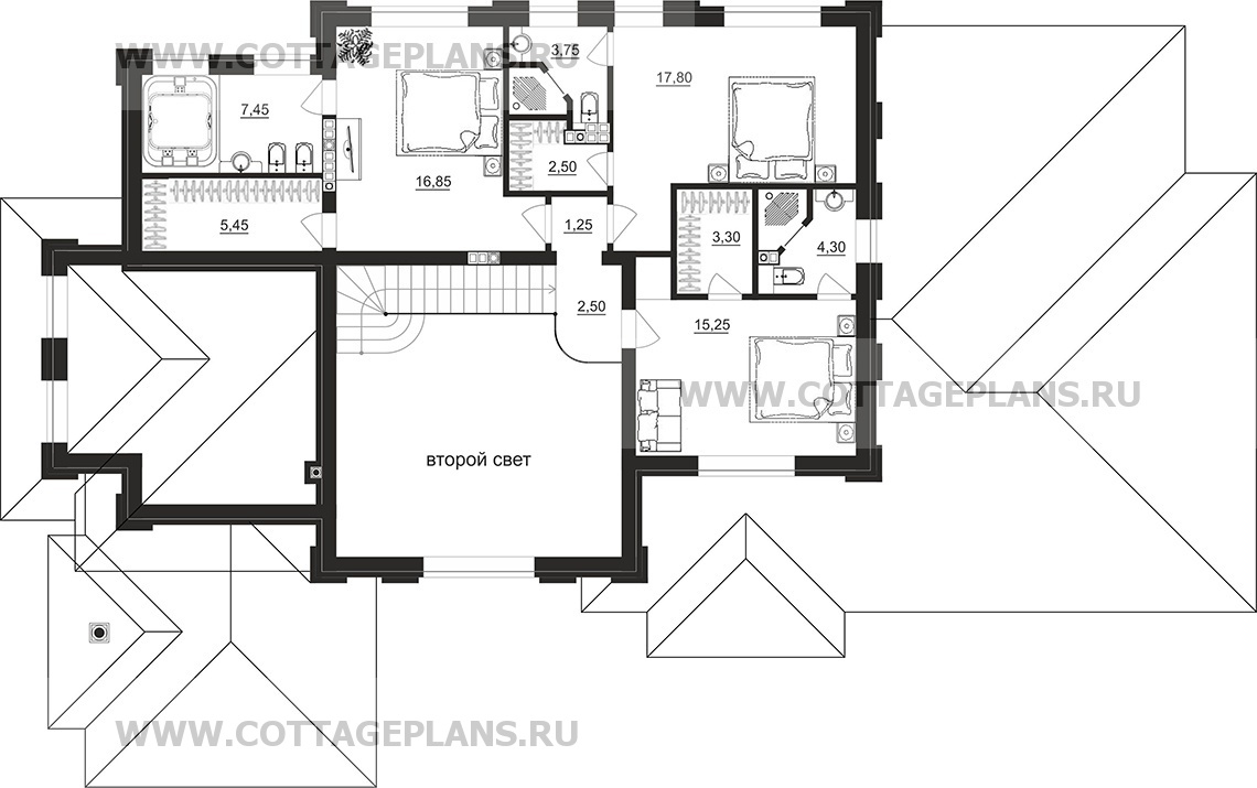 Поэтажные планы проект дома 203-42 общ. площадь 363,8 м2