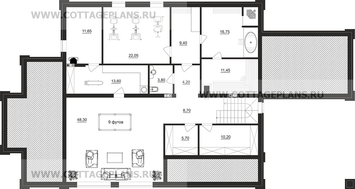 Поэтажные планы проект дома 28-70 общ. площадь 362,35 м2