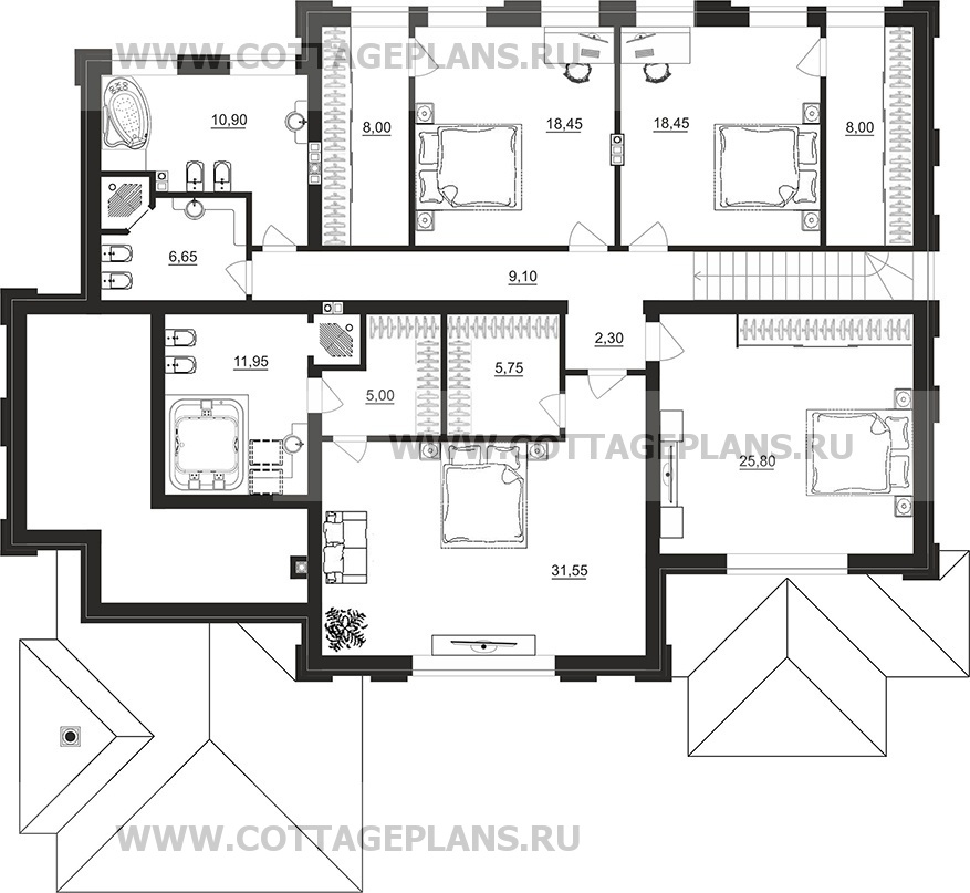 Поэтажные планы проект дома 102-53 общ. площадь 349,15 м2