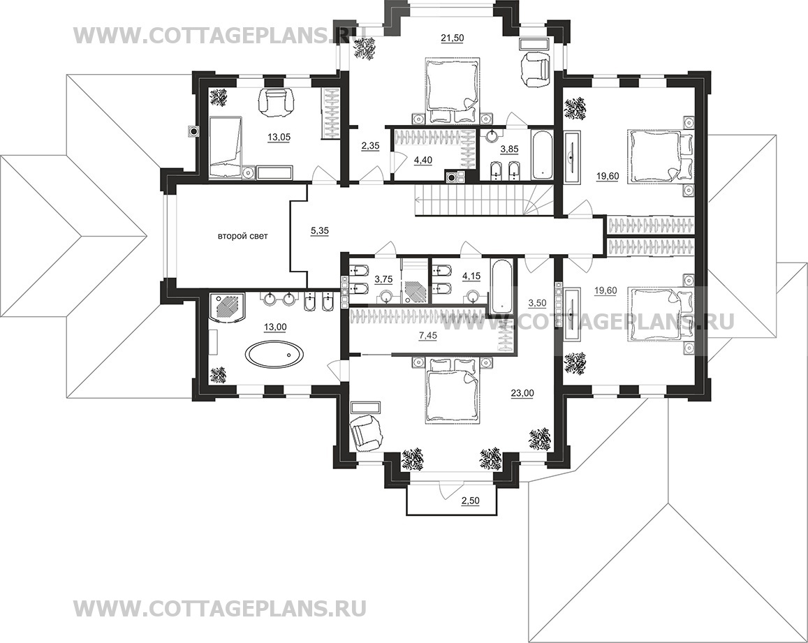 Поэтажные планы проект дома 101-37 общ. площадь 531,75 м2