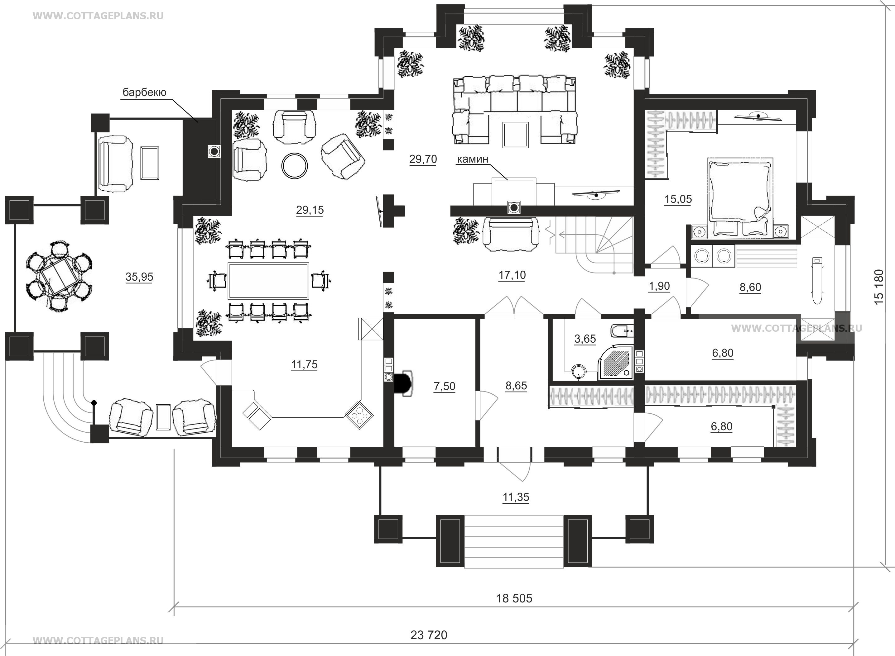 Поэтажные планы проект дома 100-34 общ. площадь 289,65 м2