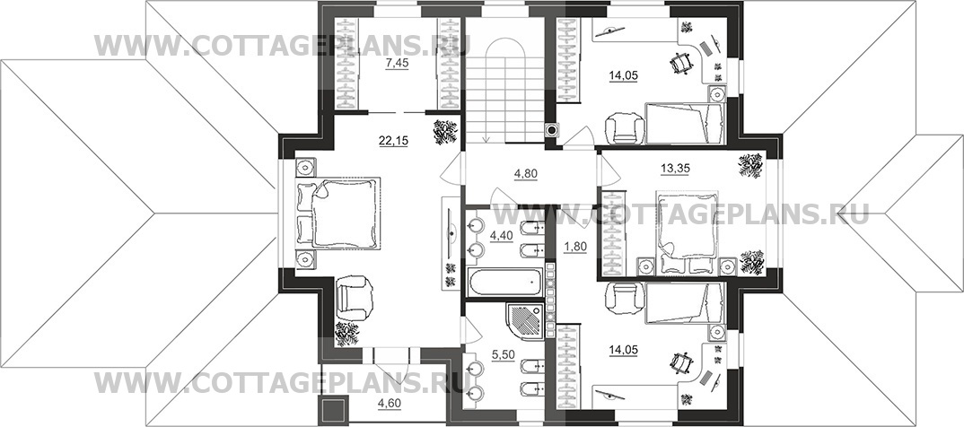Поэтажные планы проект дома 101-65 общ. площадь 344,90 м2