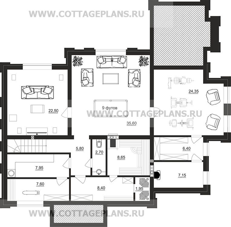 Поэтажные планы проект дома 203-72 общ. площадь 368,00 м2
