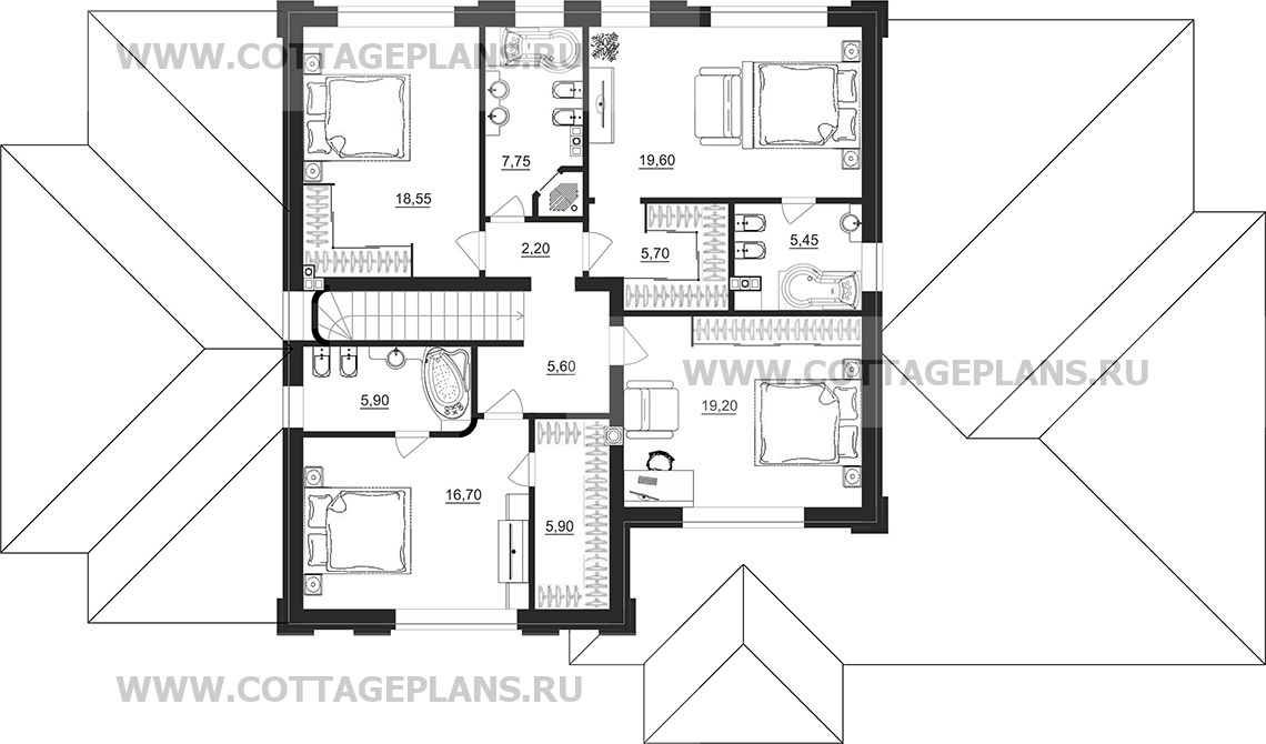 Поэтажные планы проект дома 104-42 общ. площадь 306,10 м2