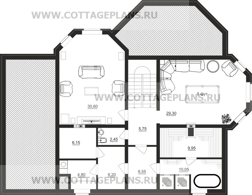Поэтажные планы проект дома 76-10 общ. площадь 382,00 м2
