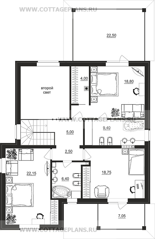 Поэтажные планы проект дома 77-41 общ. площадь 184,20 м2