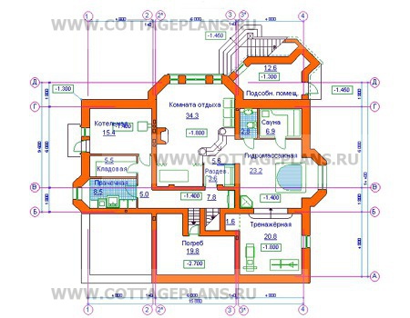 Поэтажные планы проект дома 34-11 общ. площадь 563,6м2