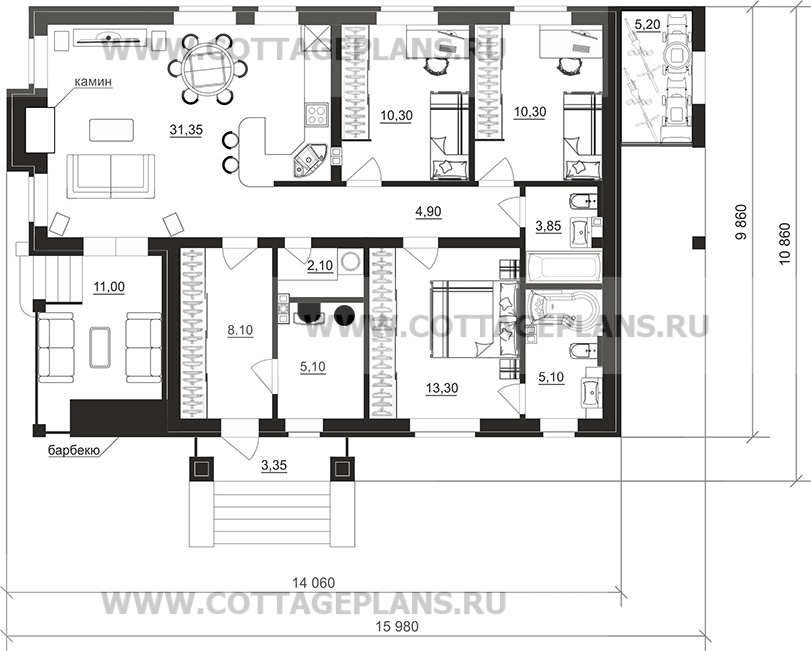 Поэтажные планы проект дома 700-63 общ. площадь 94,40 м2
