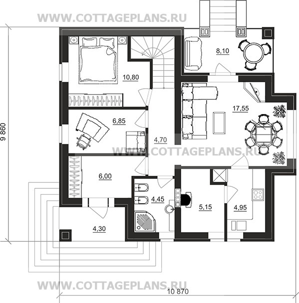 Поэтажные планы проект дома 75-57 общ. площадь 121,45 м2