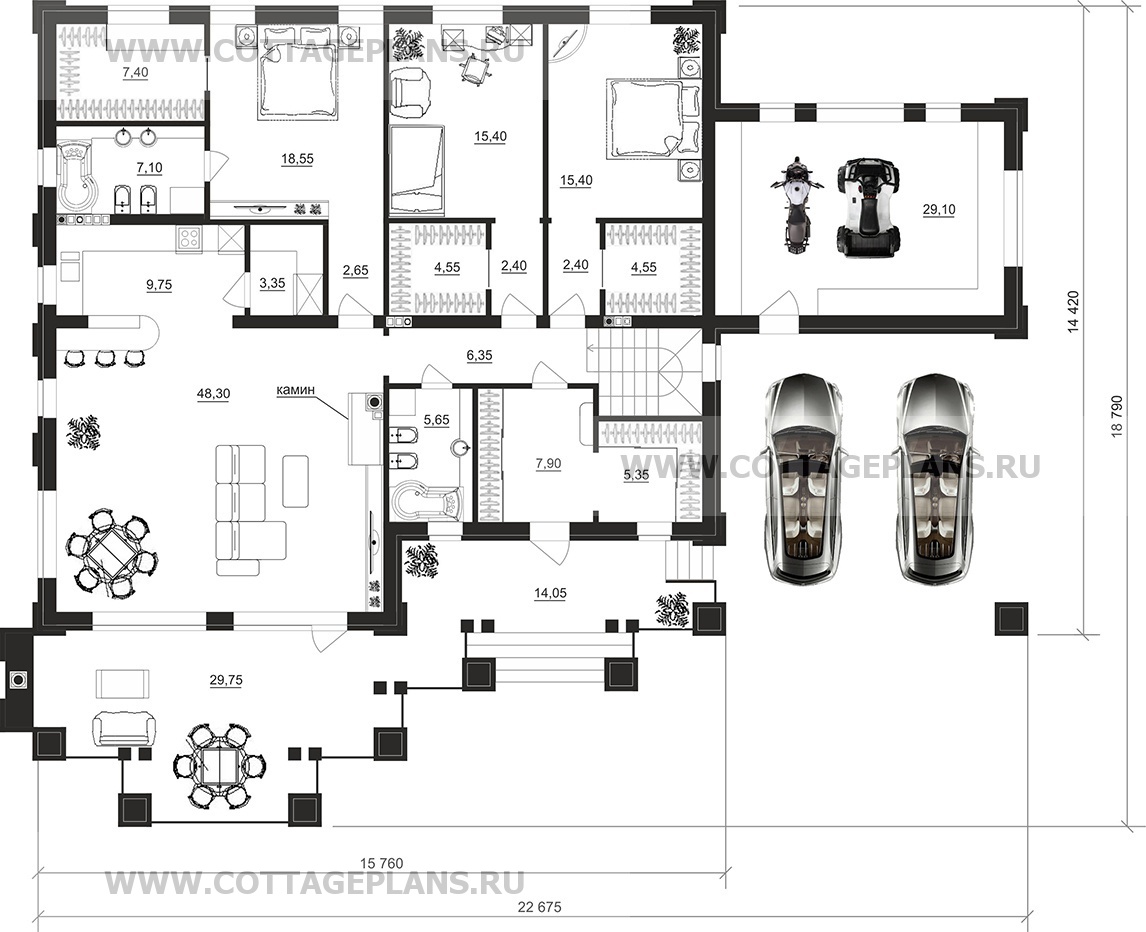 Поэтажные планы проект дома 08-61 общ. площадь 362,15 м2