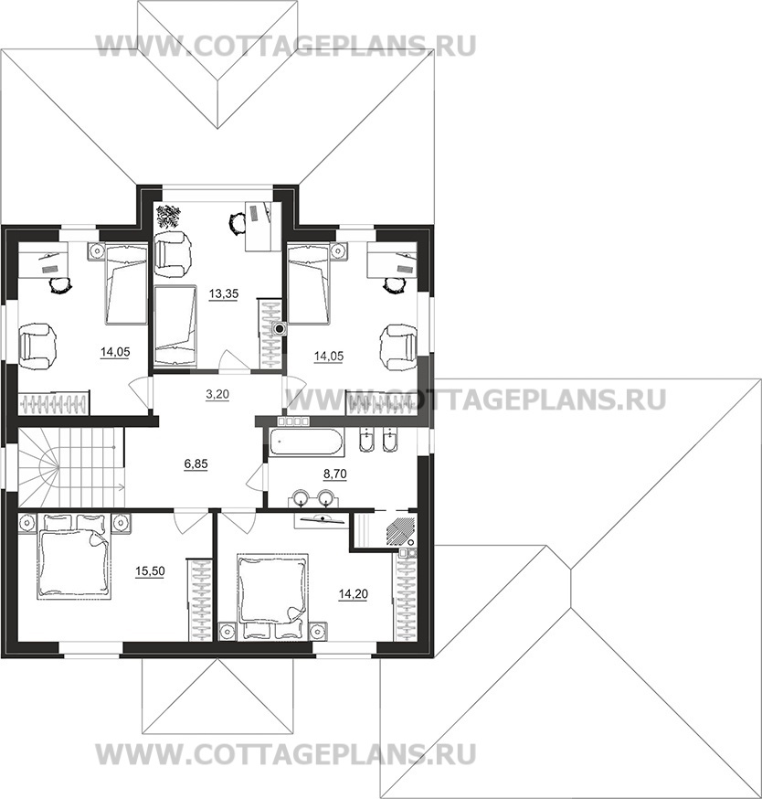 Поэтажные планы проект дома 92-76 общ. площадь 233,05 м2