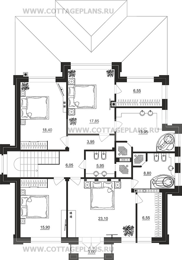 Поэтажные планы проект дома 201-77 общ. площадь 375,60 м2