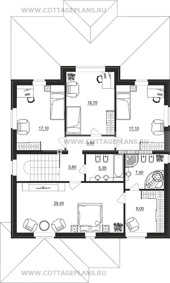 Поэтажные планы проект дома 98-90 общ. площадь 312,55 м2