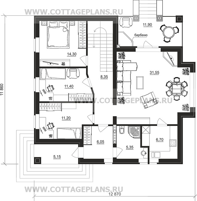 Поэтажные планы проект дома 76-54 общ. площадь 285,20 м2
