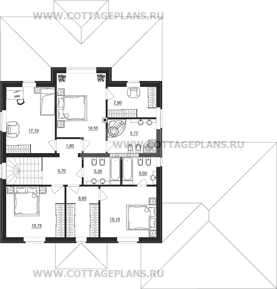 Поэтажные планы проект дома 93-77 общ. площадь 380,35м2