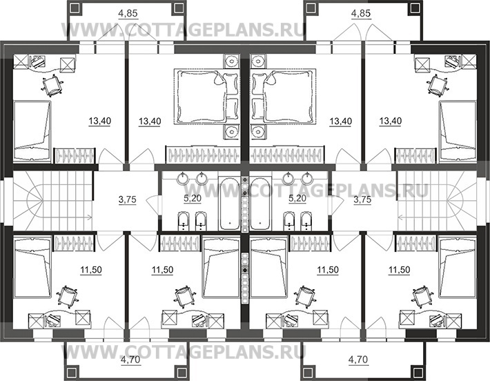 Поэтажные планы проект дома 09-68 общ. площадь 358,00 м2
