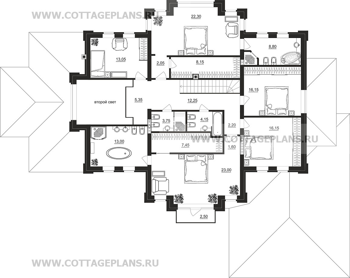 Поэтажные планы проект дома 201-37 общ. площадь 531,75 м2