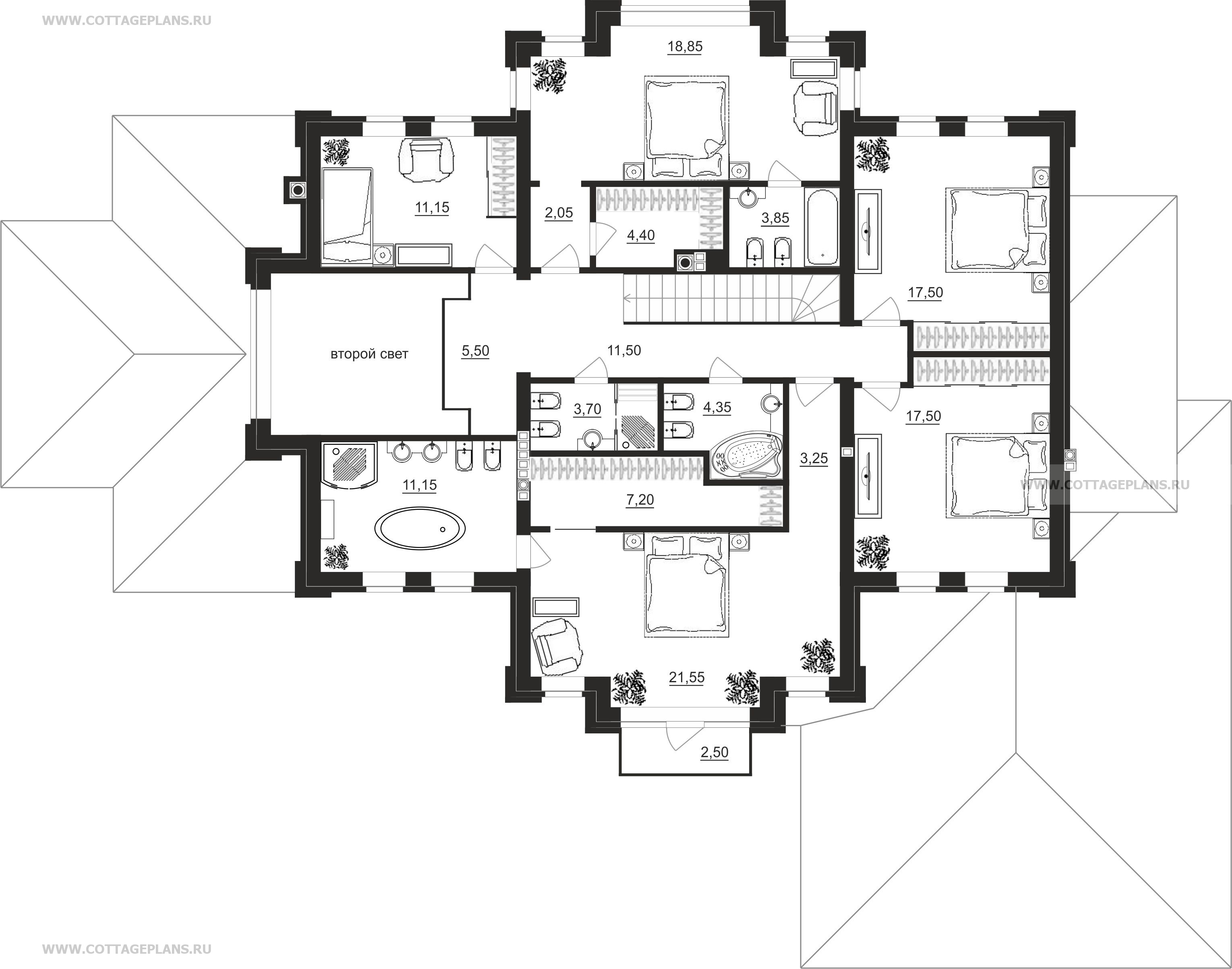 Поэтажные планы проект дома 100-35 общ. площадь 344,70 м2
