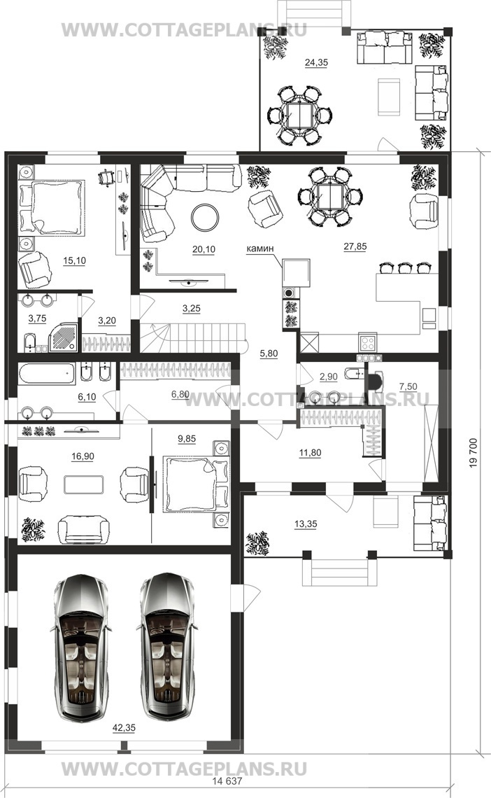 Поэтажные планы проект дома 29-06 общ. площадь 286,85 м2