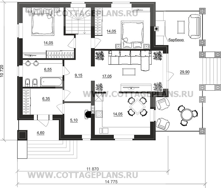 Поэтажные планы проект дома 08-35 общ. площадь 174,15 м2