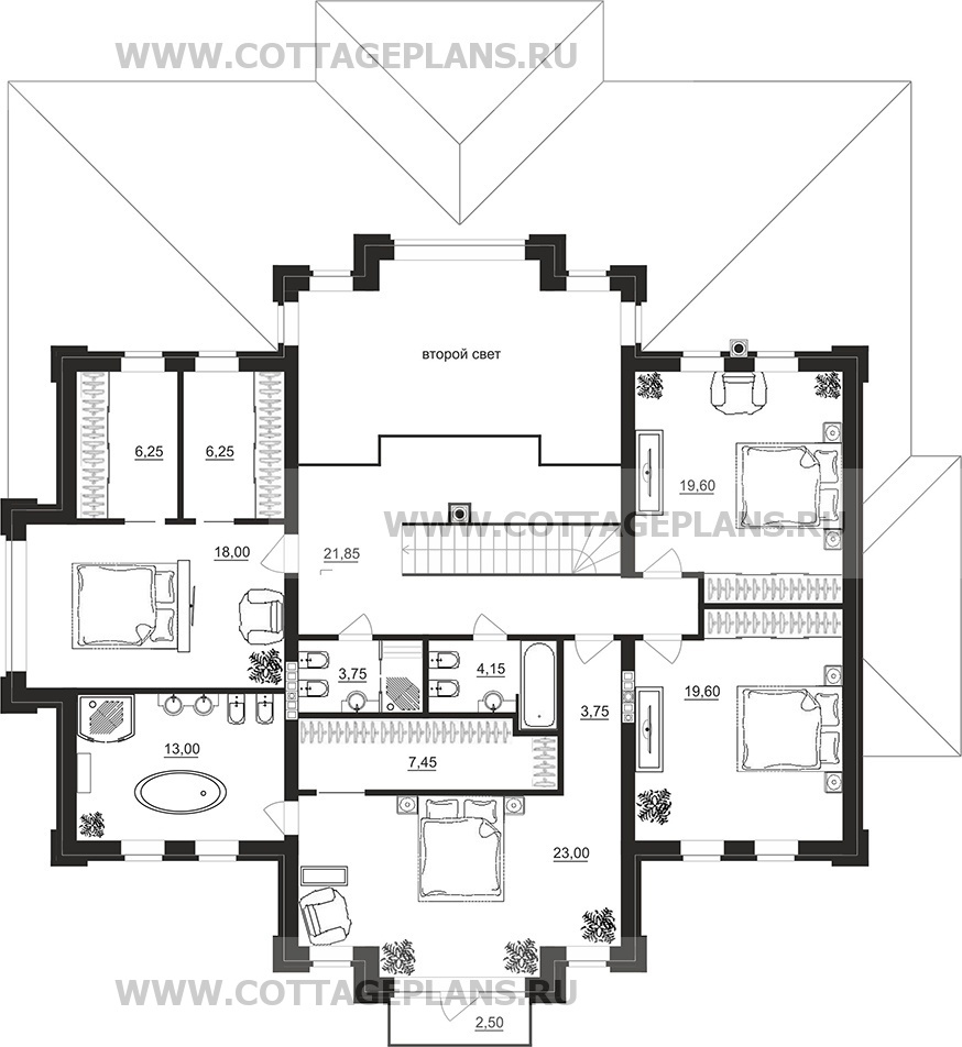 Поэтажные планы проект дома 200-30 общ. площадь 308,65 м2