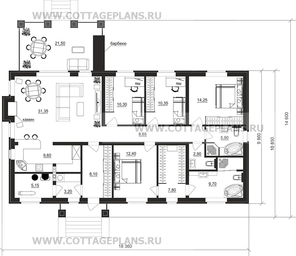 Поэтажные планы проект дома 702-42 общ. площадь 140,90 м2